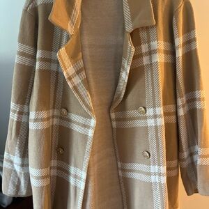 Calvin Klein Collection Tan Plaid Trench Coat